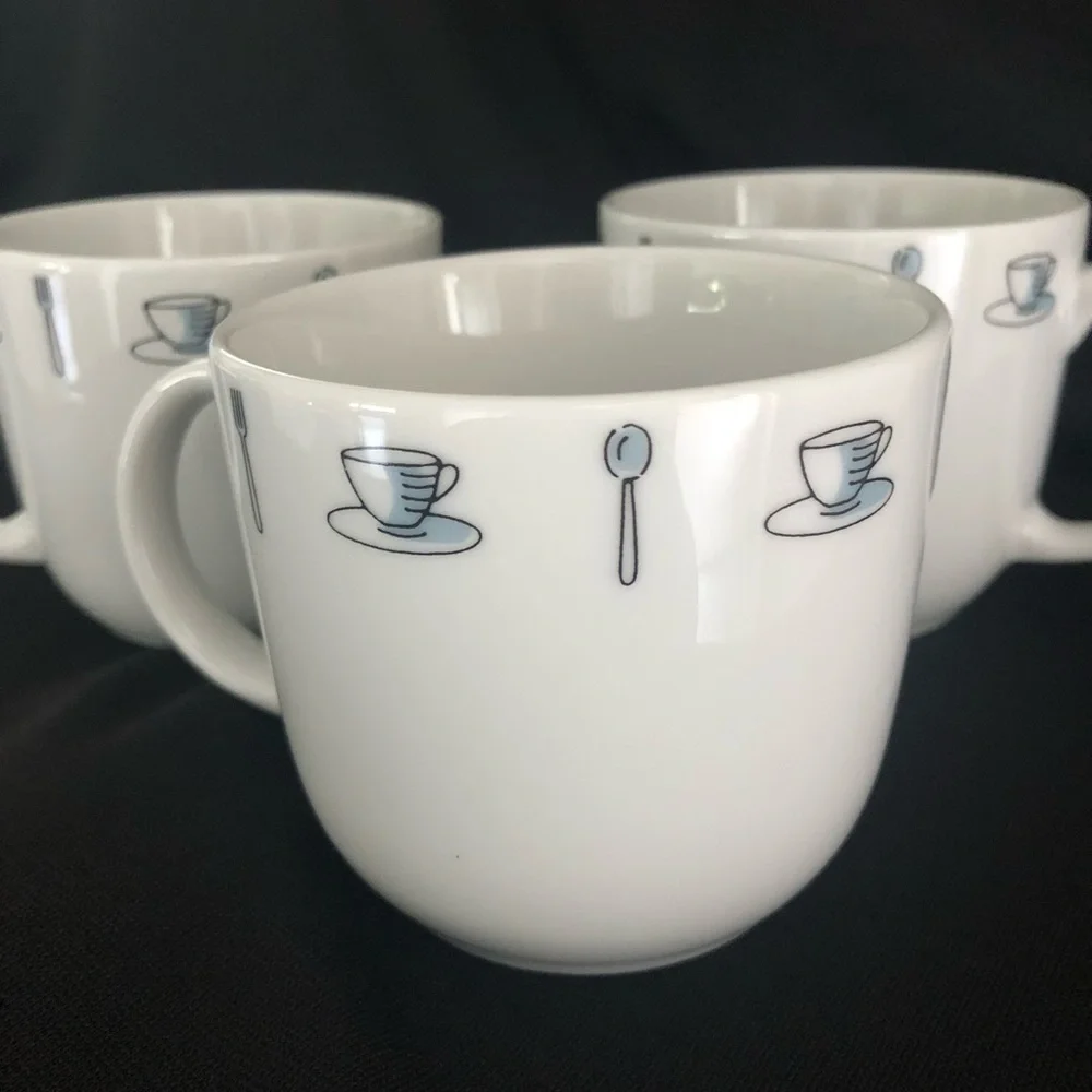 3 Crate&Barrel Coffee Shop Series Mugs Kathleen Wills - Mugs & Utensils Design